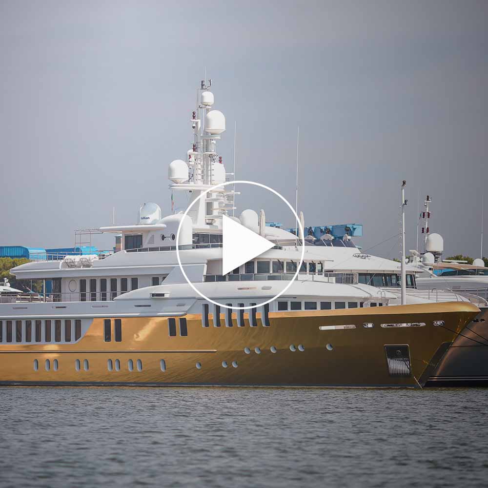 53 meter Turquoise gold chrome yacht wrap