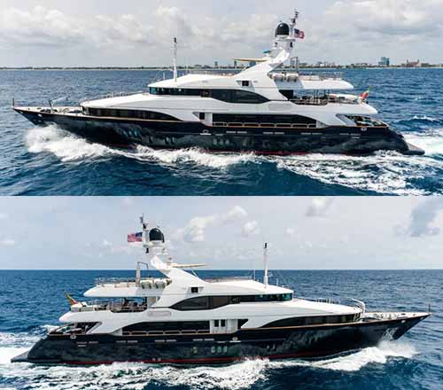 44m Benetti superyacht wrapped in dark blue hull and satin white superstructure vinyl by LuxWrap