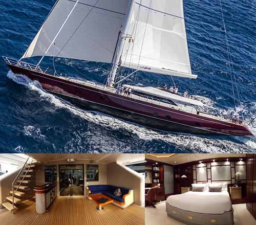 Luxury interior wrap on Eddie Jordan's 45m Perini Navi S/Y Blush — gold-leaf showers and alligator-skin bathrooms by LuxWrap