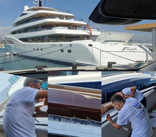 96m Feadship superyacht with over 100 metres of capping rails wrapped in self-healing high-gloss PPF by LuxWrap