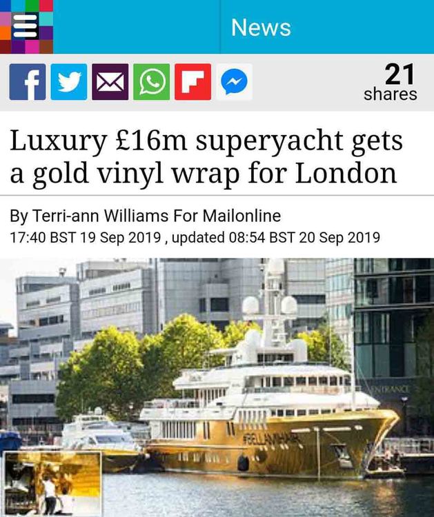 LuxWrap article about yacht wrap in Mail Online